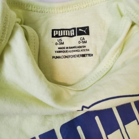 Puma 0-3 Months 4 Bodysuits Short Sleeve logo striped yellow green blue - Picture 4 of 9